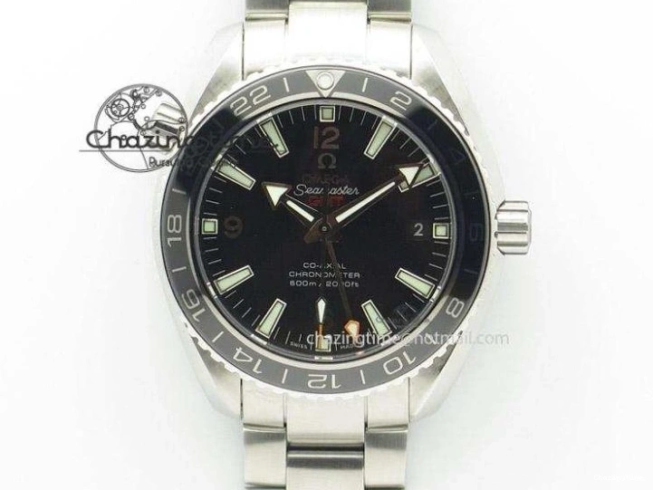 0523 Planet Ocean GMT 43.5mm V6F Goodplanet Orange Marker Blue Dial On SS Bracelet A ModernLook 8215
